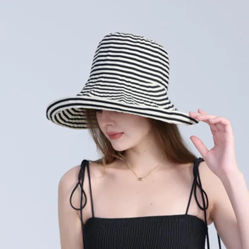 Vista 2 de Sombrero de visera para el sol para mujer, de ala ancha, UPF 50+, protección UV, enrollable, sombrero de pesca Beige