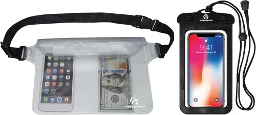 Vista 7 de Freegrace Juego de bolsas impermeables con correa para la cintura/funda para mantener tu teléfono y objetos de valor secos y seguros. Bolsas secas