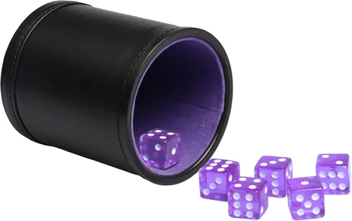 Vista 9 de Juego de dados de cuero sintético, coctelera de dados de fieltro para Yahtzee/Farkle/Bar Party Dados, incluye dados de punto de 0.630 in