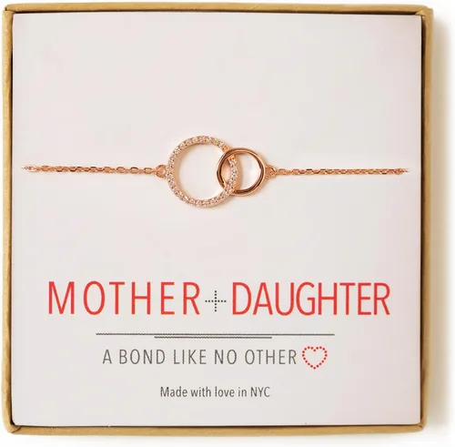 Vista 11 de A+O Regalos para mamá, regalo para madre e hija, collar de círculo entrelazado o pulsera
