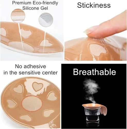 Vista 4 de Sujetador adhesivo Push Up Sticky Bra Cinta de elevación instantánea Silicona Backless Pezón Cubierta para las mujeres