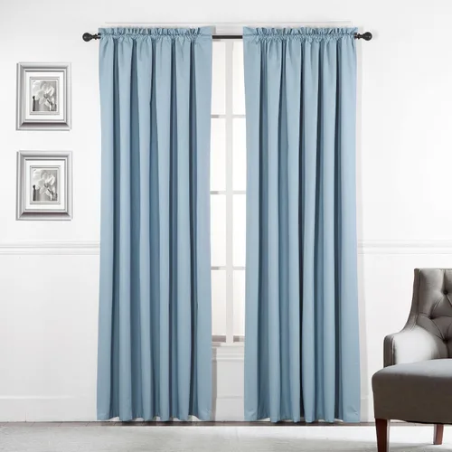Vista 4 de Diamond Home Linens Cortinas opacas con dobladillo para cortinero de 45 pulgadas de largo para dormitorio, paneles de tratamiento de ventanas