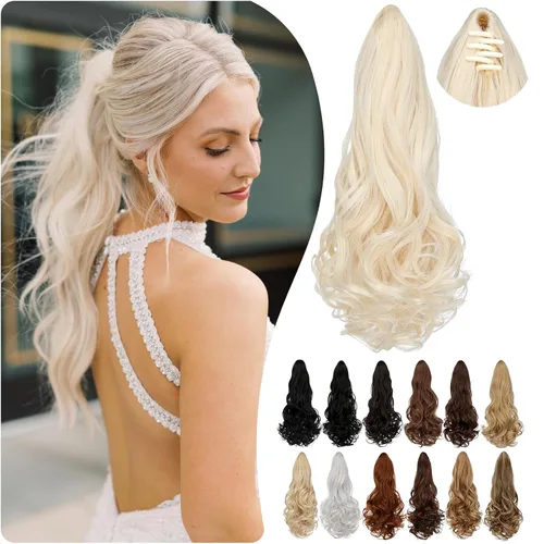 Vista 24 de Extensión de cola de caballo de 18 pulgadas, 20 pulgadas, larga, rizada, ondulada, recta, con clip, de aspecto natural, extensión de cabello