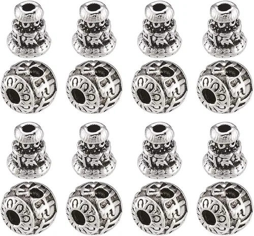 Vista 9 de Craftdady Cuentas de gurú tibetano de plata de 3 maneras para hacer collares y joyas