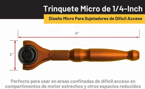 Vista 4 de Titan Tools 11322 - Destornillador con trinquete micro de 1/4 de pulgada x 4 pulgadas y 90 dientes - Naranja
