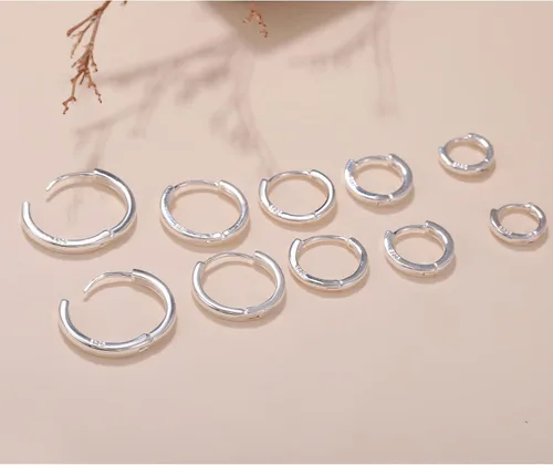 Vista 6 de Senteria Aretes de aro chapados en plata de ley 925, 5 pares de aretes de aro de plata hipoalergénica para mujeres, para cartílago, juego de aretes