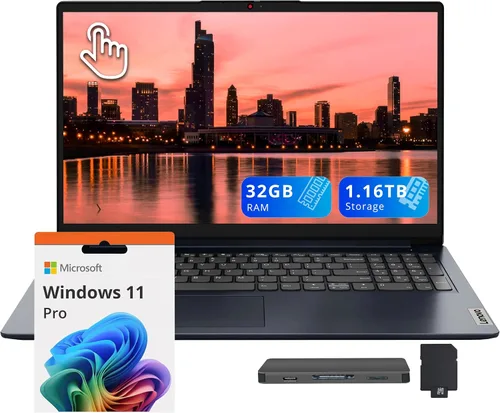 Vista 13 de Lenovo IdeaPad 1i - Laptop con pantalla táctil FHD de 15.6 pulgadas, Intel i5-1335U, 8 GB de RAM, 416 GB de almacenamiento