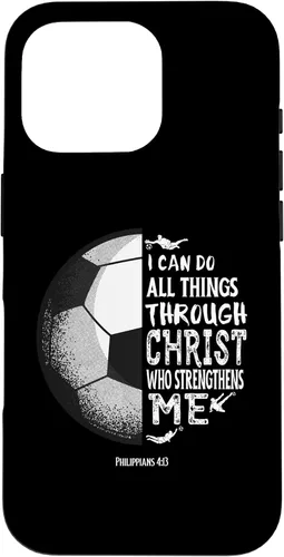 Vista 20 de Funda para iPhone 17 con versículo bíblico de fútbol Christian Sayings Philippians 4:13