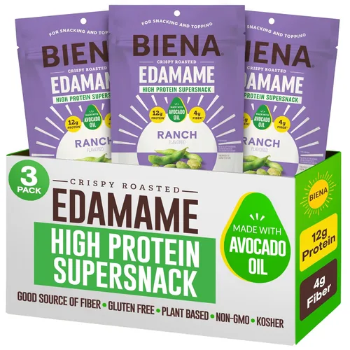 Vista 12 de Biena Frituras Crocantes de Edamame Tostado - Snack Alto en Proteína para Adultos y Niños, 12g-13g de Proteína por Porción - Hecho con Aceite