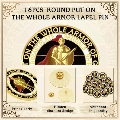 Vista 3 de Therwen 16 broches religiosos de oro de 1.18 pulgadas para poner en toda la armadura, broches religiosos cristianos a granel para hombres y mujeres