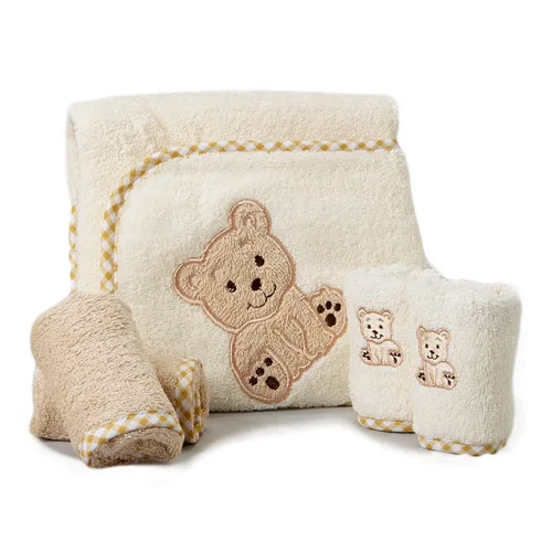 Vista 2 de Spasilk Toallas de baño con capucha, 100% algodón, con 4 toallitas, talla única , Beige