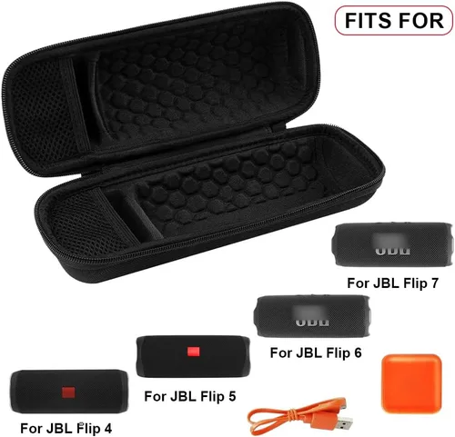 Vista 8 de Funda compatible con JBL FLIP 6 / FLIP 5 altavoz Bluetooth portátil impermeable. Soporte de almacenamiento de viaje duro para JBL FLIP 4 y cable