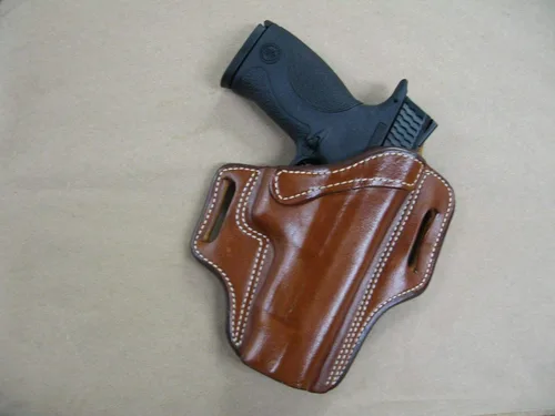 Vista 2 de Azula - Funda para cinturón de panqueques de cuero con 2 ranuras para Smith & Wesson S&W 59, 459, 659. 5900. 5904, 5906, 910, 915 CCW TAN RH