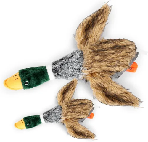 Vista 4 de wangstar Juguete chirriante para perros cachorros, juguetes para mantenerlos ocupados, juguetes de peluche de pato real para perros medianos