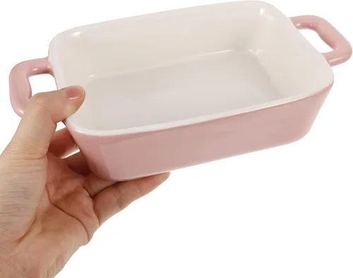 Vista 6 de Cabilock Bandeja de cerámica para horno de microondas, bandeja de porcelana de 8.26 x 4.72 x 1.88 pulgadas para hornear, lasaña, brownies, asar