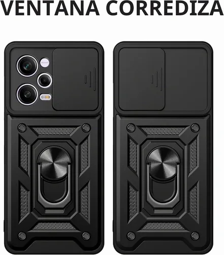 Vista 5 de CCSmall Funda para Xiaomi Redmi Note 12 Pro+ con cubierta deslizante para Funda resistente para teléfono con protección contra caídas de grado Negro