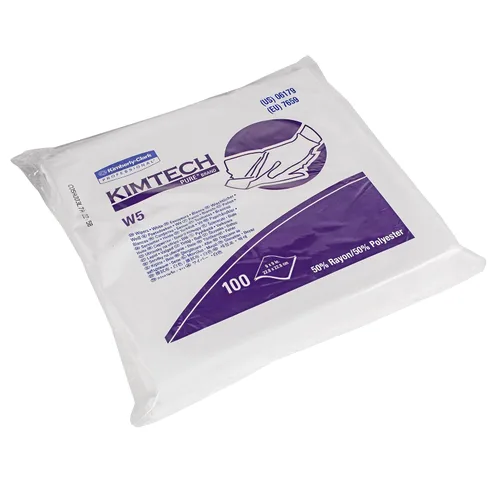 Vista 4 de Kimtech 06179 W5 - Limpiaparabrisas para tareas críticas, bolsa doble plana, Spunlace, 9 x 9, blanco, 100 por paquete (caja de 5 paquetes)