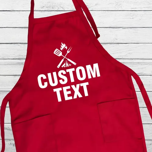 Vista 9 de Voila Print Delantal de parrilla con texto personalizado, delantal de cocina personalizado para hombres, divertido delantal de cocina de barbacoa
