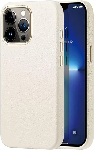 Vista 7 de Funda para iPhone 13 Pro Max, funda delgada de piel auténtica de alta calidad con forro de microfibra suave, funda de teléfono de agarre cómodo