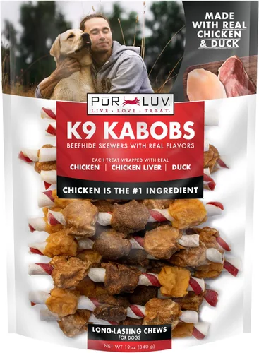 Vista 9 de Pur Luv Golosinas para perros, K9 Kabobs hechas con pollo real, pato y batata, 12 onzas, aperitivos para perros, saludables, fáciles de digeribles