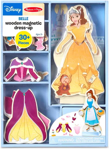 Vista 6 de Melissa & Doug Disney Belle - Juego de muñecas magnéticas de madera para disfrazarse (más de 30 piezas)