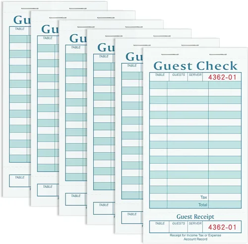 Vista 24 de Libros de cheques de invitados para servidores, bloc de notas de servidor, paquete de 12, papel de color natural, bloc de notas para camarera