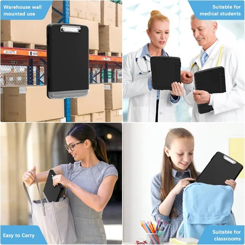 Vista 7 de Hongri Portapapeles con Almacenamiento con Soporte para Bolígrafo, Carpeta Portapapeles de Enfermería de 8.5 x 11 con Apertura Lateral, Alta