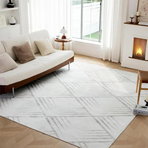 Vista 35 de Auemtyn Alfombra de área de 8 x 10 pies para sala de estar, alfombra lavable con parte trasera antideslizante, alfombra de pelo bajo para gris