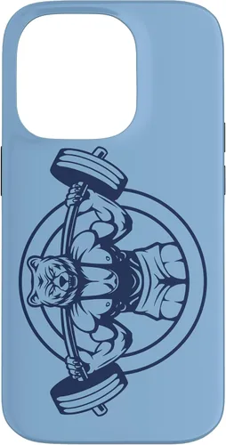 Vista 17 de iPhone 16 Bear Barbell diseño para culturistas caso de culturismo