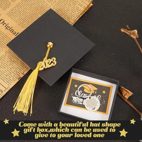 Vista 4 de Juego de 6 llaveros inspiradores de graduación para ella él, llavero de graduación con tarjeta de clase de 2023 para estudiantes de graduación