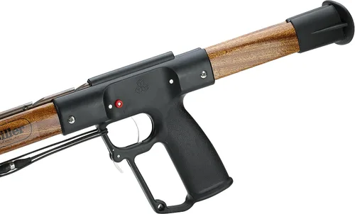 Vista 2 de Fusil para pesca submarina especial hecho de madera de caoba marca AB Biller (hecho en EE.UU.), negro