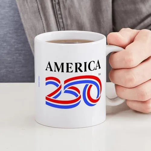 Vista 2 de CafePress America250: Taza de café de cerámica negra con logotipo vertical de 11 oz (11.0 fl oz)