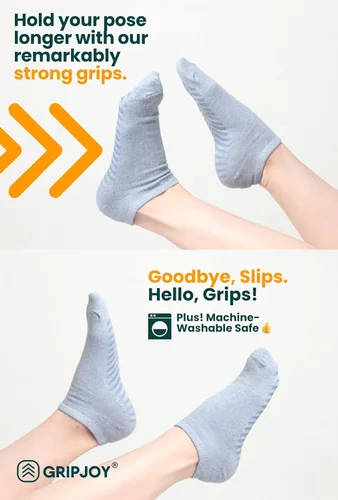Vista 4 de Gripjoy Calcetines antideslizantes para mujeres y hombres - Calcetines de yoga y hospital con pinzas - 3 pares