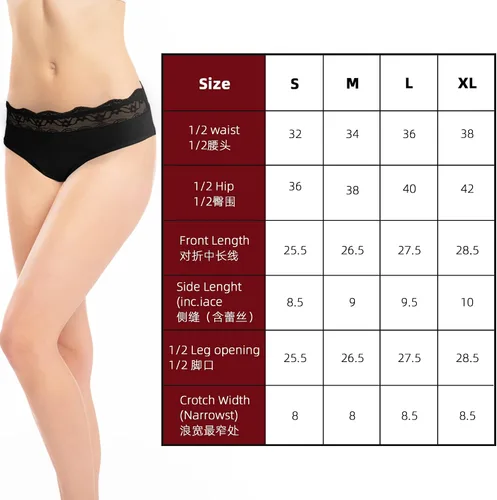 Vista 7 de Ropa interior de algodón para mujeres y adolescentes, paquete de 2 unidades, negro y burdeos