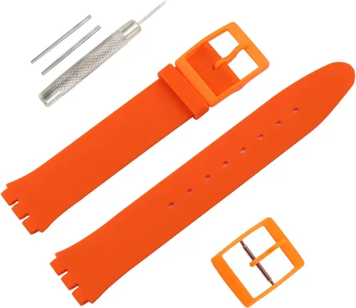 Vista 12 de Correa de reloj de goma ultrafina de 0.630 in para mujer, compatible con Swatch, correa de reloj de silicona de repuesto, impermeable, para mujer