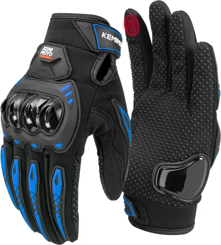 Vista 11 de KEMIMOTO - Guantes de motocicleta para hombres/mujeres, guantes de bicicleta de tierra con pantalla táctil y protección contra deslizamientos