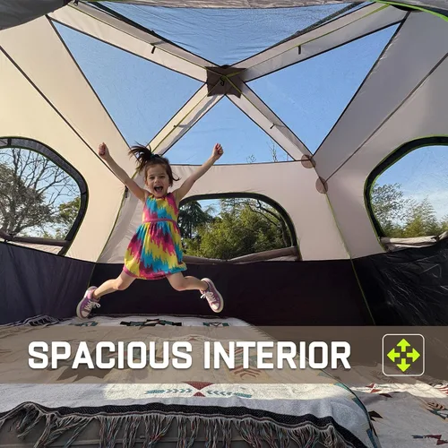 Vista 5 de 4/6/8/10 Person Instant Tent, Waterproof Pop Up Tents for Camping with Rainfly, 60 Seconds Easy Setup, Automatic Cabin Tent for Family Camping with