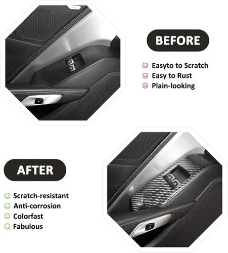 Vista 2 de Decoración de panel de interruptor de fibra de carbono para Chevrolet Corvette C7 2014-2019 Cubierta del panel de control de ventana de puerta