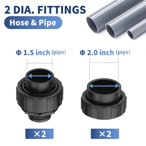 Vista 6 de Pipopa 2HP 6540GPH - Bombas de piscina sobre el suelo y en el suelo, bombas de piscina de 2 velocidades de 1725 RPM/3450 RPM con colador de cesta