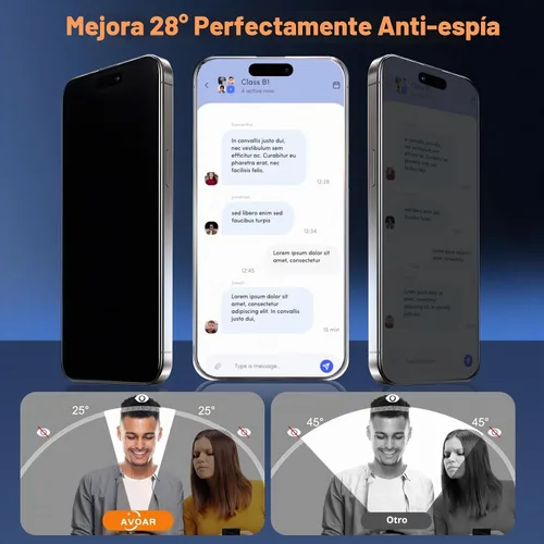 Vista 2 de Paquete de 2 protectores de pantalla de privacidad para iPhone 13 Pro Max /14 Plus [kit de alineación automática] vidrio templado, protección