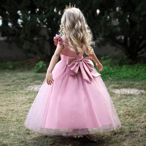 Vista 5 de Cichic Elegantes vestidos largos para niñas pequeñas y grandes, para fiesta de cumpleaños, boda, concurso, graduación, graduación, graduación