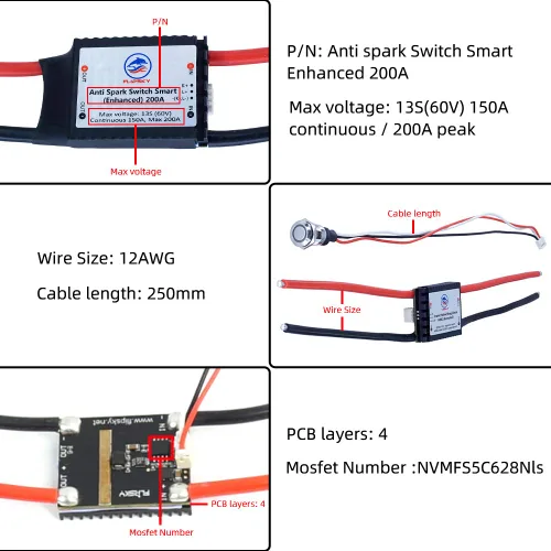Vista 4 de Interruptor antiestacionamiento, versión mejorada inteligente para monopatín eléctrico/ebike/scooter/robots ESC interruptor automático