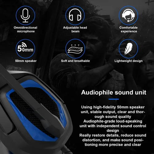 Vista 6 de Anivia MH602 - Auriculares para juegos para PC, PS5, PS4, Nintendo, Xbox One Mac, auriculares estéreo con cable con micrófono de cancelación