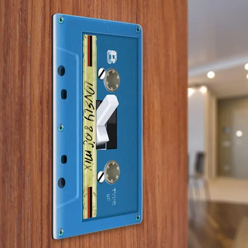 Vista 3 de WIRESTER Placa de Interruptor de Luz de Una Banda/Cubierta de Placa de Pared - Cinta de Casete Azul Linda Mezcla de los 80s