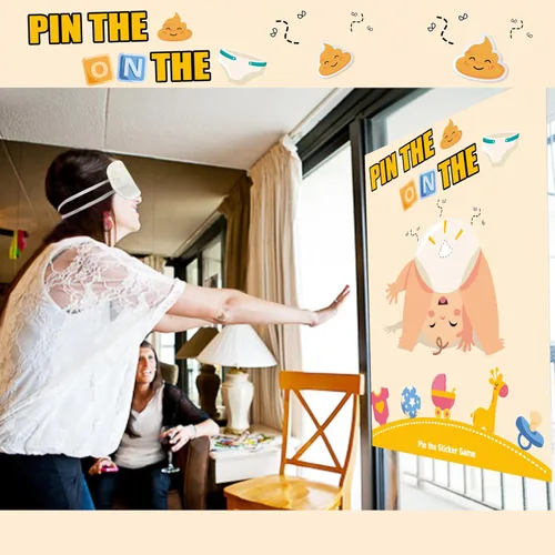 Vista 5 de Juegos de baby shower, recuerdos de fiesta, pin the sticker en el pañal, divertidos juegos de baby shower para adultos, decoraciones de baby shower