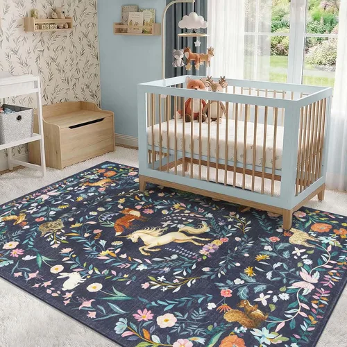 Vista 20 de jinchan Moonrise - Alfombra redonda de 5 pies para habitación de niños, lavable, suave, antideslizante, de pelo bajo, diseño de cuento de hadas
