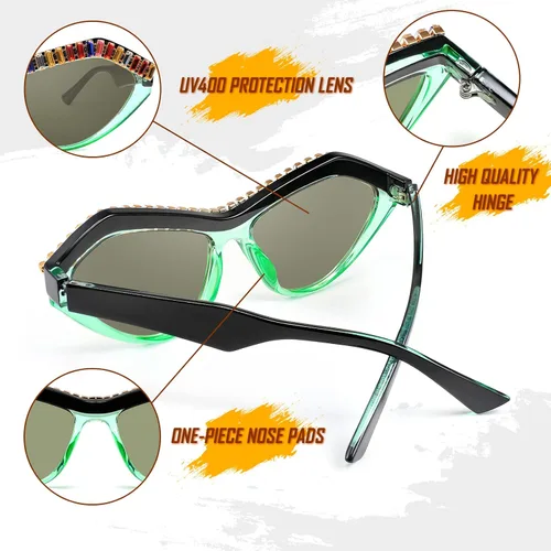 Vista 4 de FEISEDY Moda ojo de gato diamante gafas de sol mujeres retro vintage Cateye marco plástico B2302