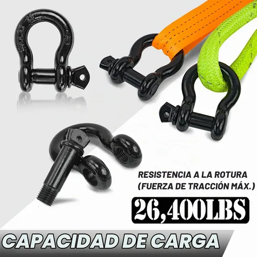 Vista 4 de Grilletes de anillo D, grillete de horquilla de 1/2" con tornillo de 9/16", 26,400 libras de resistencia a la rotura, grillete robusto