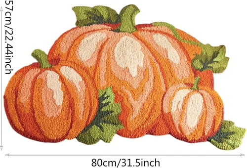 Vista 2 de Alfombra de calabaza de Acción de Gracias, 31 x 22 pulgadas, antideslizante, lavable, tapete de bienvenida de otoño, bonito tapete de otoño