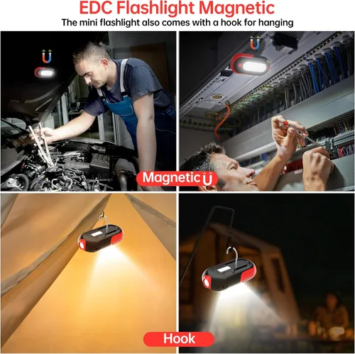 Vista 9 de Luz de trabajo magnética recargable, luz de trabajo LED de 400 lm con reflector y proyector COB, 5 modos, tiempo de ejecución de 3 a 7 horas